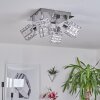 Desrue Plafondlamp Chroom, Zilver, 4-lichts