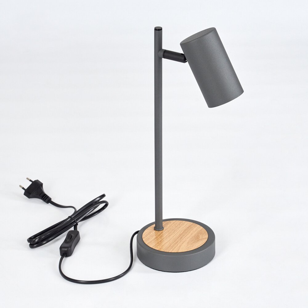 Javel Tafellamp Grijs, houtlook, Zwart, 1-licht
