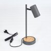 Javel Tafellamp Grijs, houtlook, Zwart, 1-licht