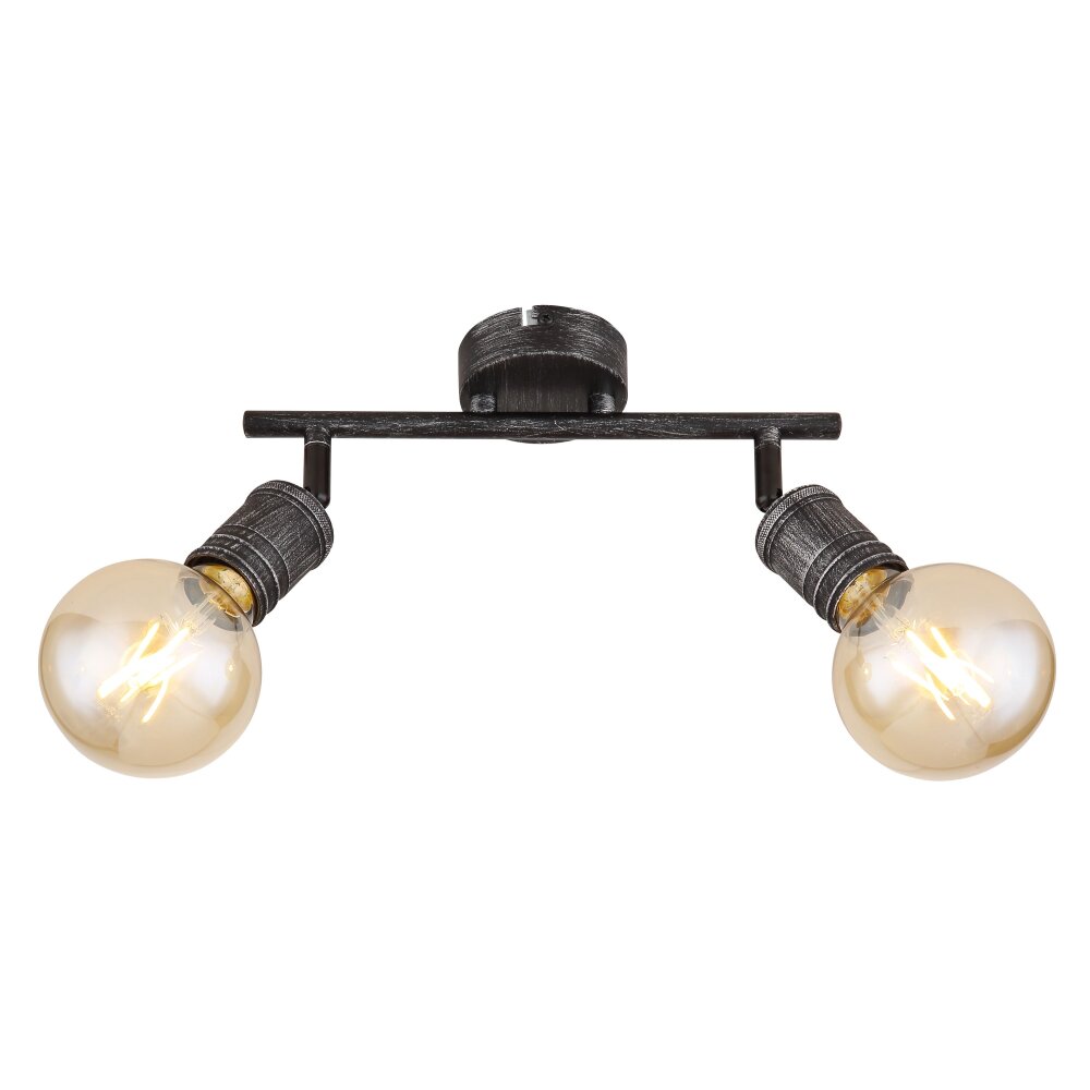 Globo OTTILIE Plafondlamp Donkerbruin, Nikkel mat, 2-lichts