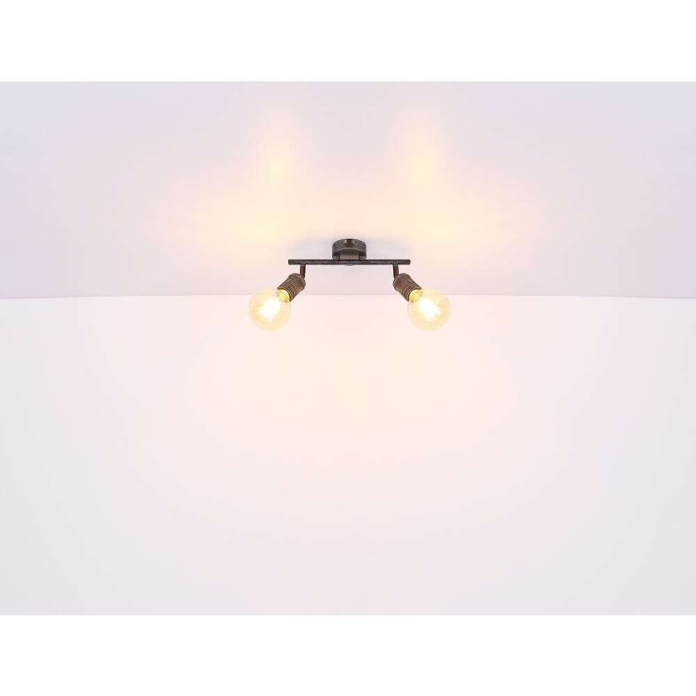 Globo OTTILIE Plafondlamp Donkerbruin, Nikkel mat, 2-lichts