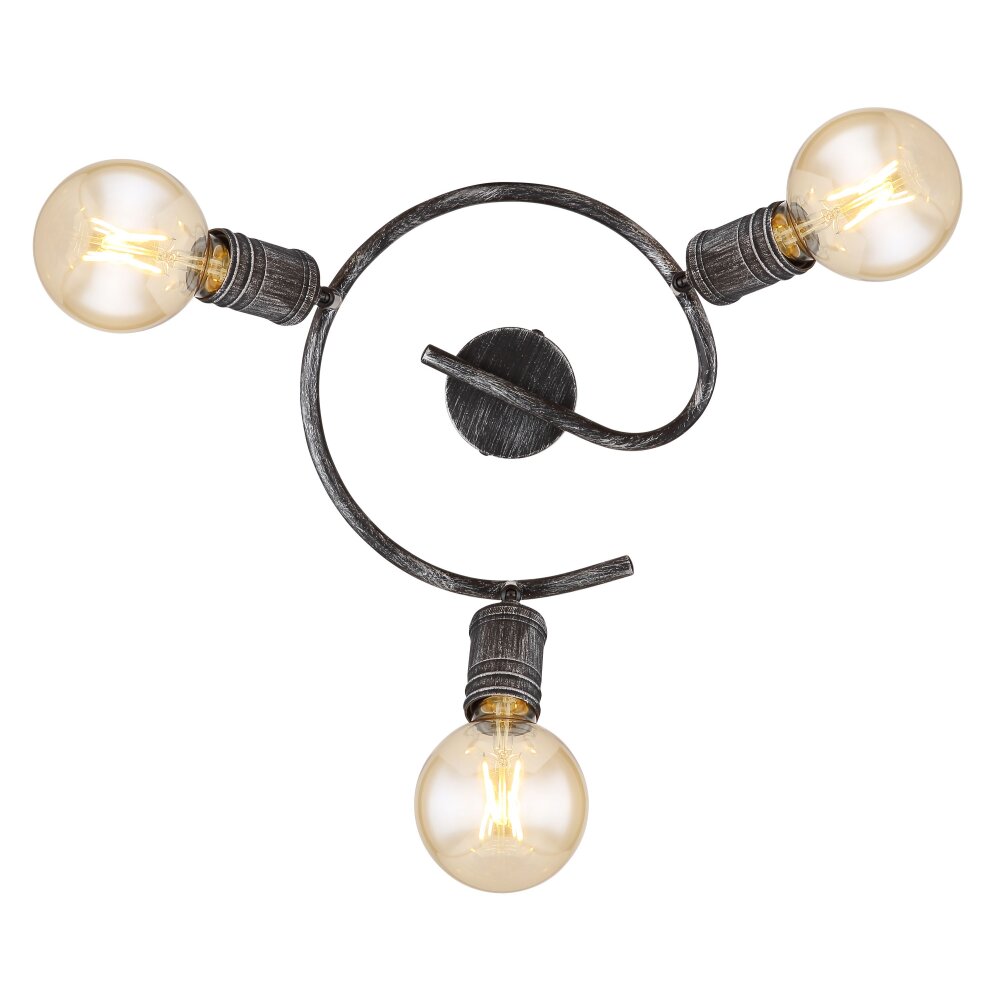 Globo OTTILIE Plafondlamp Donkerbruin, Nikkel mat, 3-lichts
