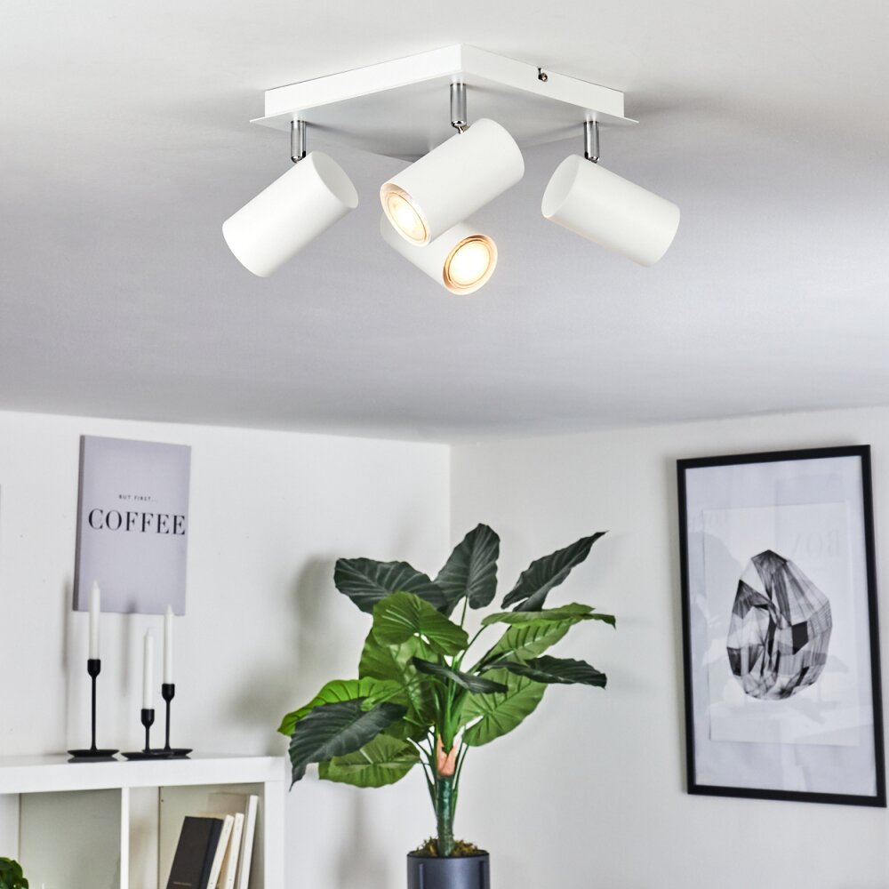 Zuoz Plafondlamp Chroom, Wit, 4-lichts main product photo