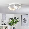 Zuoz Plafondlamp Chroom, Wit, 4-lichts