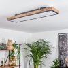 Salmi Plafondpaneel LED Bruin, houtlook, Zwart, 1-licht, Afstandsbediening
