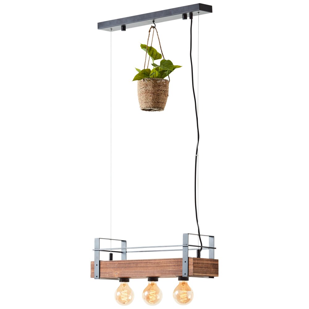 Brilliant-Leuchten Bankwood Hanglamp Zwart, 3-lichts main product photo