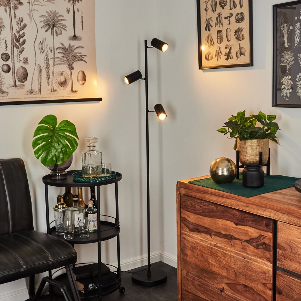 Javel Staande lamp Chroom, Zwart, 3-lichts main product photo