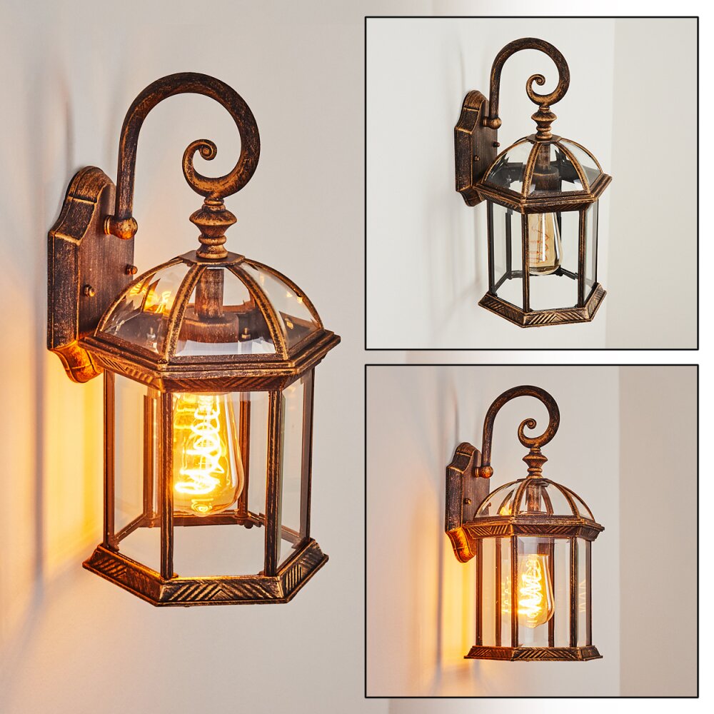 Bourrouc Buiten muurverlichting Goud, Zwart, 1-licht main product photo