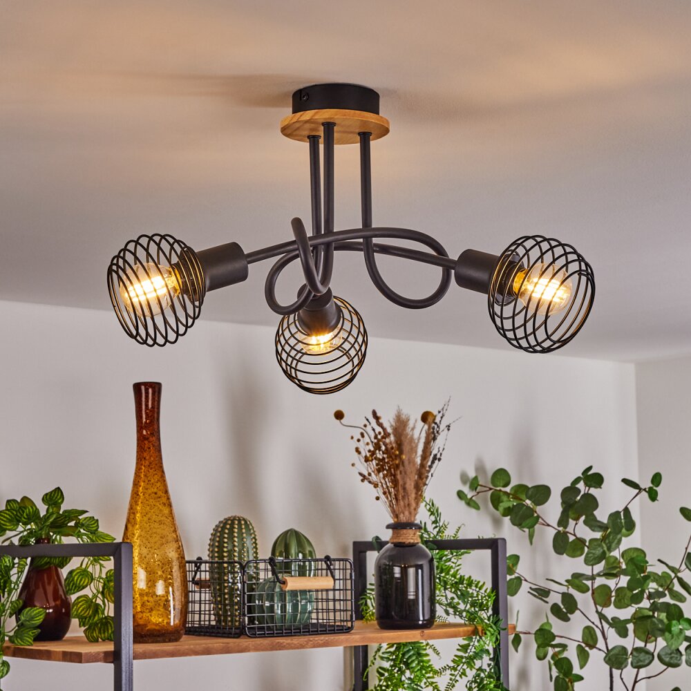 Ballis Plafondlamp Natuurlijke kleuren, Zwart, 3-lichts main product photo