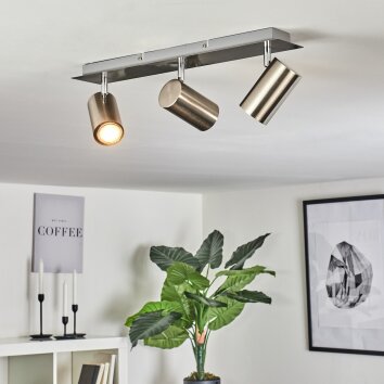 Zuoz Plafondlamp Chroom, Nikkel mat, 3-lichts