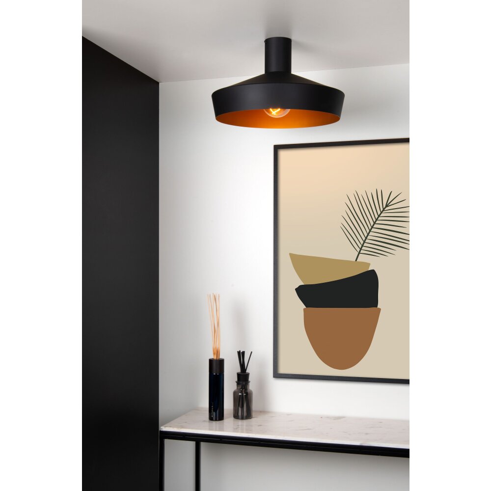 Lucide CARDIFF Plafondlamp Zwart, 1-licht main product photo