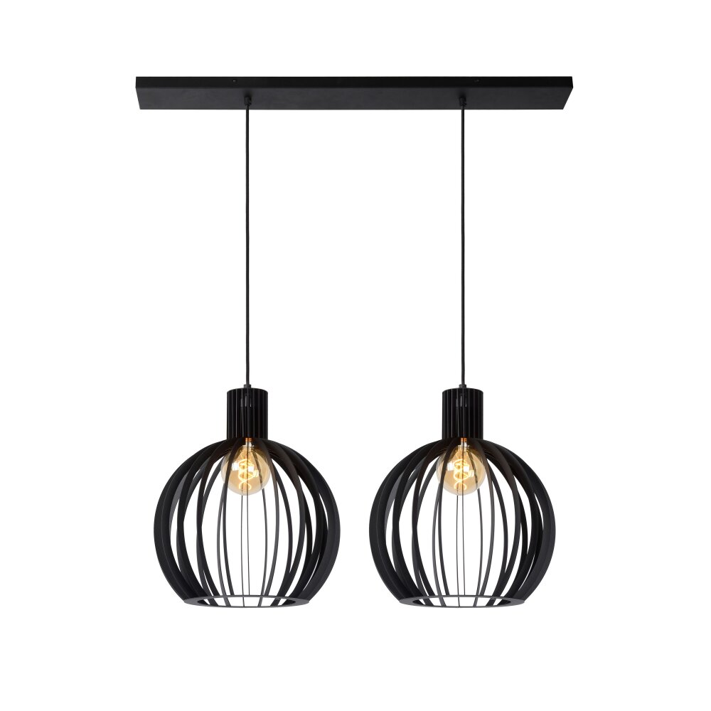 Lucide MIKAELA Hanglamp Zwart, 2-lichts main product photo