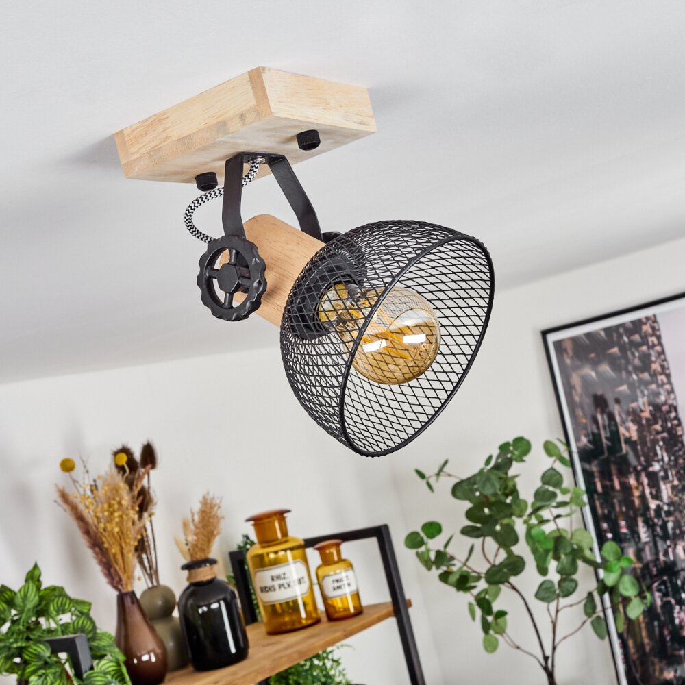 Orny Plafondlamp Natuurlijke kleuren, Zwart, 1-licht