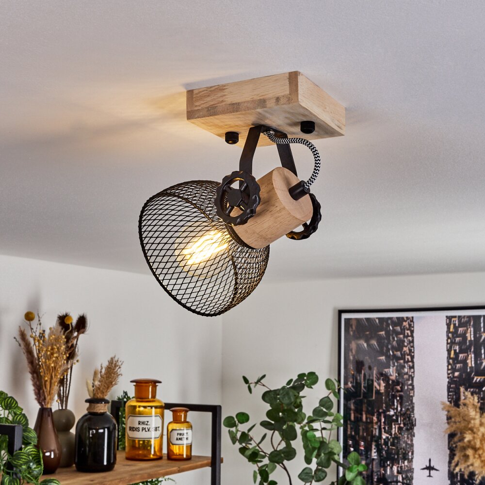 Orny Plafondlamp Natuurlijke kleuren, Zwart, 1-licht