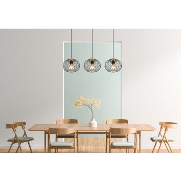 Globo LACKY Hanger Hout licht, Zwart, 3-lichts