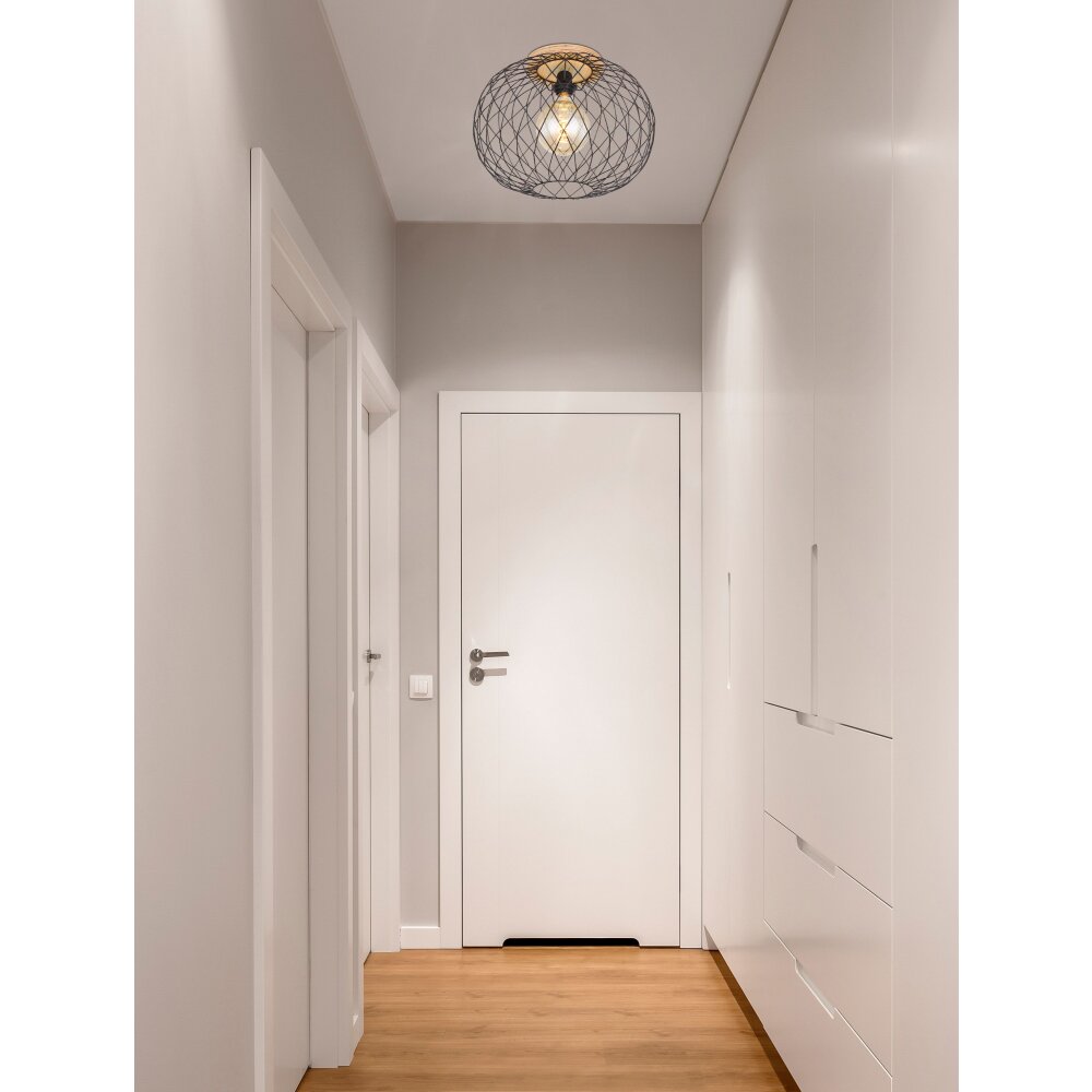 Globo LACKY Plafondlamp Hout licht, Zwart, 1-licht main product photo