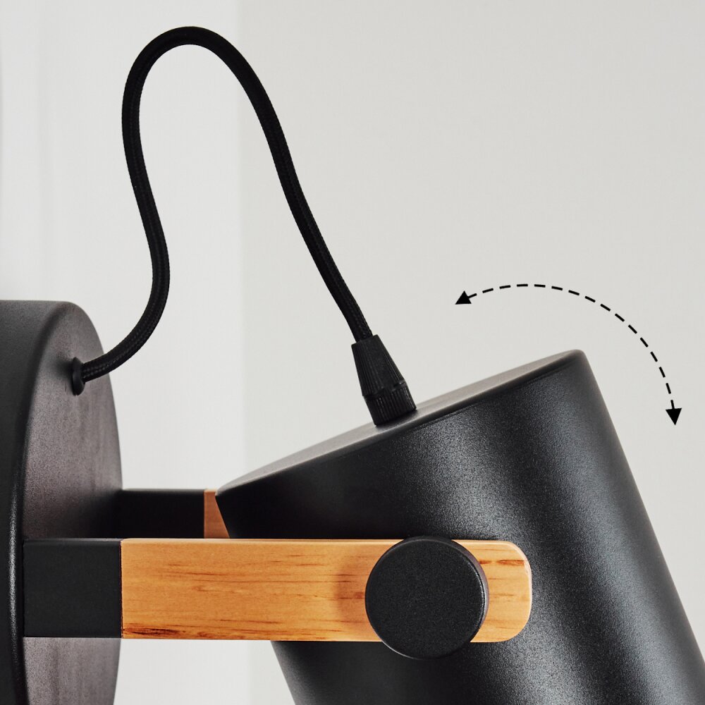 Rebbenas Muurlamp Natuurlijke kleuren, Zwart, 1-licht