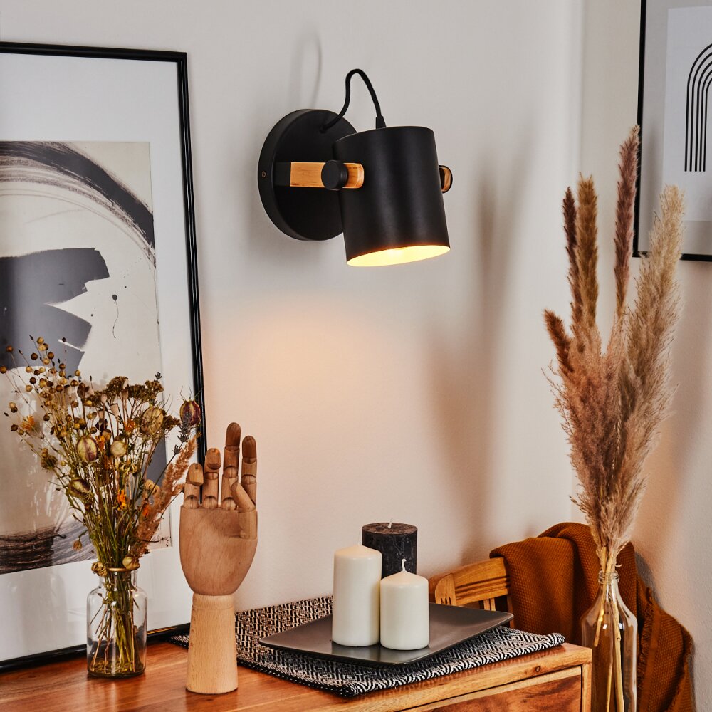 Rebbenas Muurlamp Natuurlijke kleuren, Zwart, 1-licht