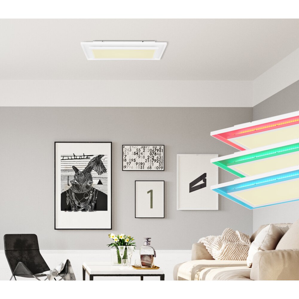 Globo MURPHY Plafondlamp LED Wit, 1-licht, Afstandsbediening, Kleurwisselaar main product photo