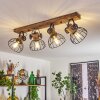 Orny Plafondlamp Hout donker, Zwart, 4-lichts