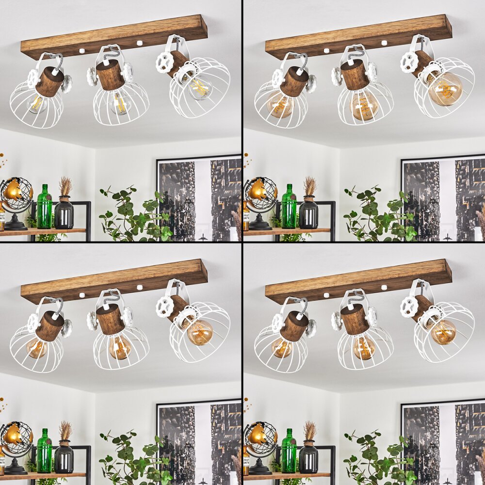 Orny Plafondlamp Hout donker, Wit, 3-lichts