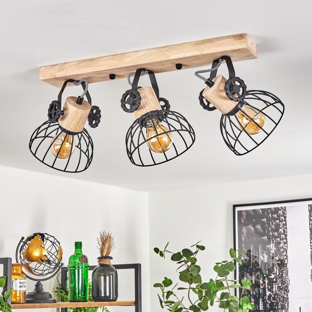 Orny Plafondlamp Natuurlijke kleuren, Zwart, 3-lichts