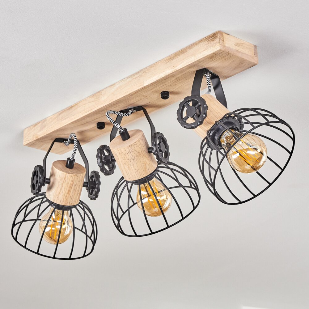 Orny Plafondlamp Natuurlijke kleuren, Zwart, 3-lichts