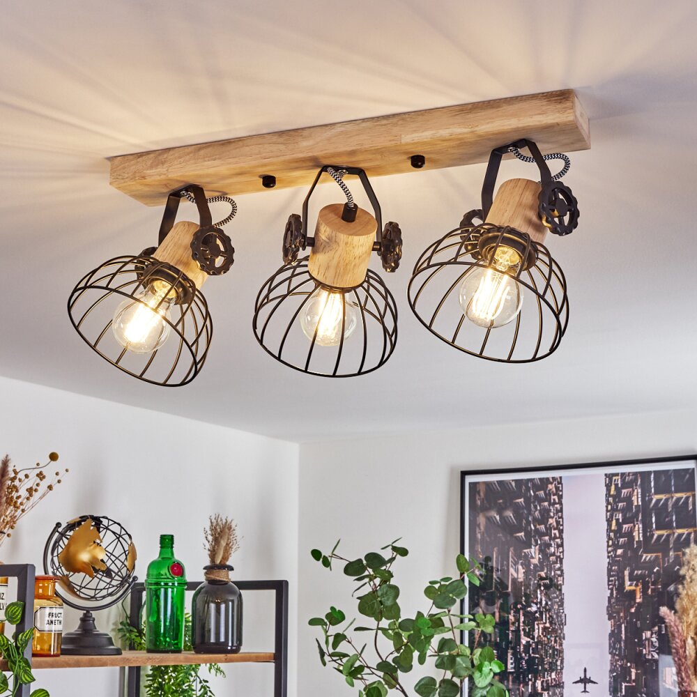 Orny Plafondlamp Natuurlijke kleuren, Zwart, 3-lichts