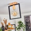 Bergo Plafondlamp houtlook, Natuurlijke kleuren, Zwart, 1-licht