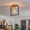 Bergo Plafondlamp houtlook, Natuurlijke kleuren, Zwart, 1-licht