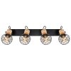 Globo LACKY Plafondlamp Hout licht, Zwart, 4-lichts