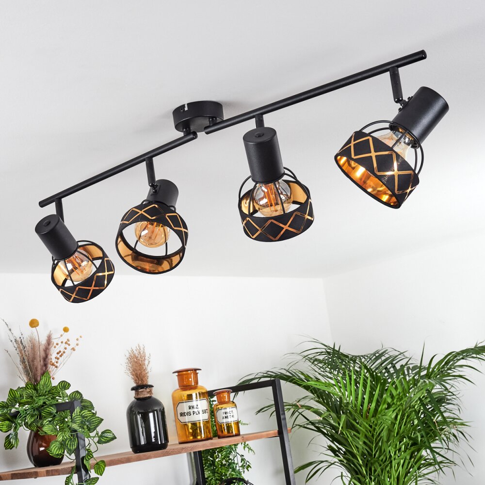 Tarasp Plafondlamp Zwart, 4-lichts