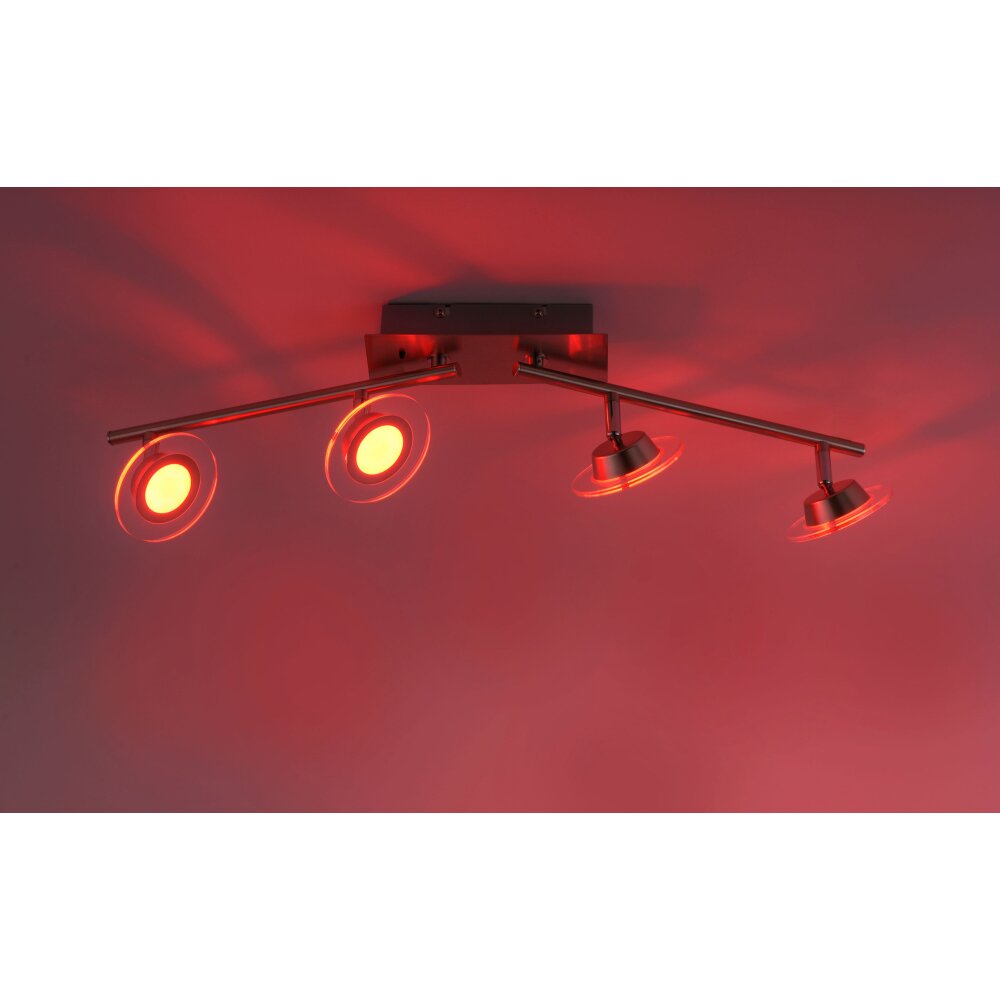 Leuchten-Direkt LOLA-MIKE Plafondlamp LED roestvrij staal, 4-lichts, Afstandsbediening, Kleurwisselaar main product photo