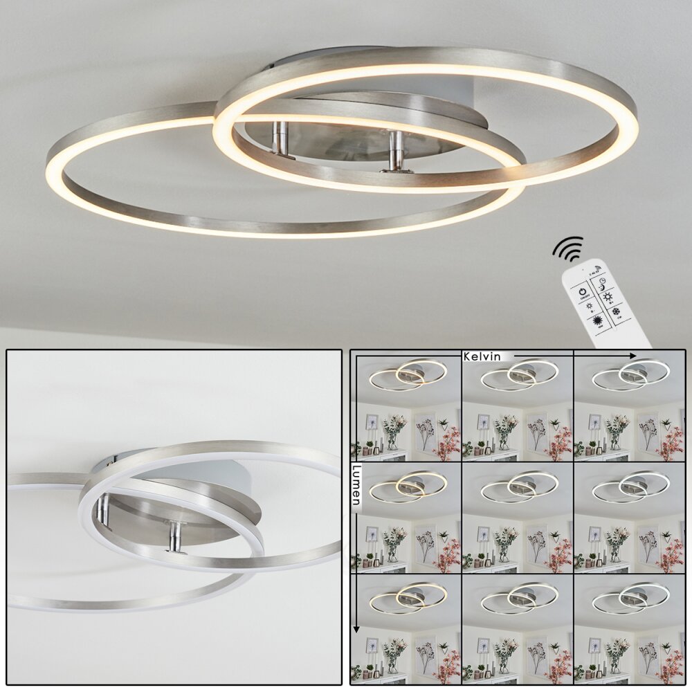Ovasta Plafondlamp LED Nikkel mat, 1-licht, Afstandsbediening main product photo