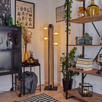 Yuma Staande lamp Natuurlijke kleuren, Zwart, 4-lichts