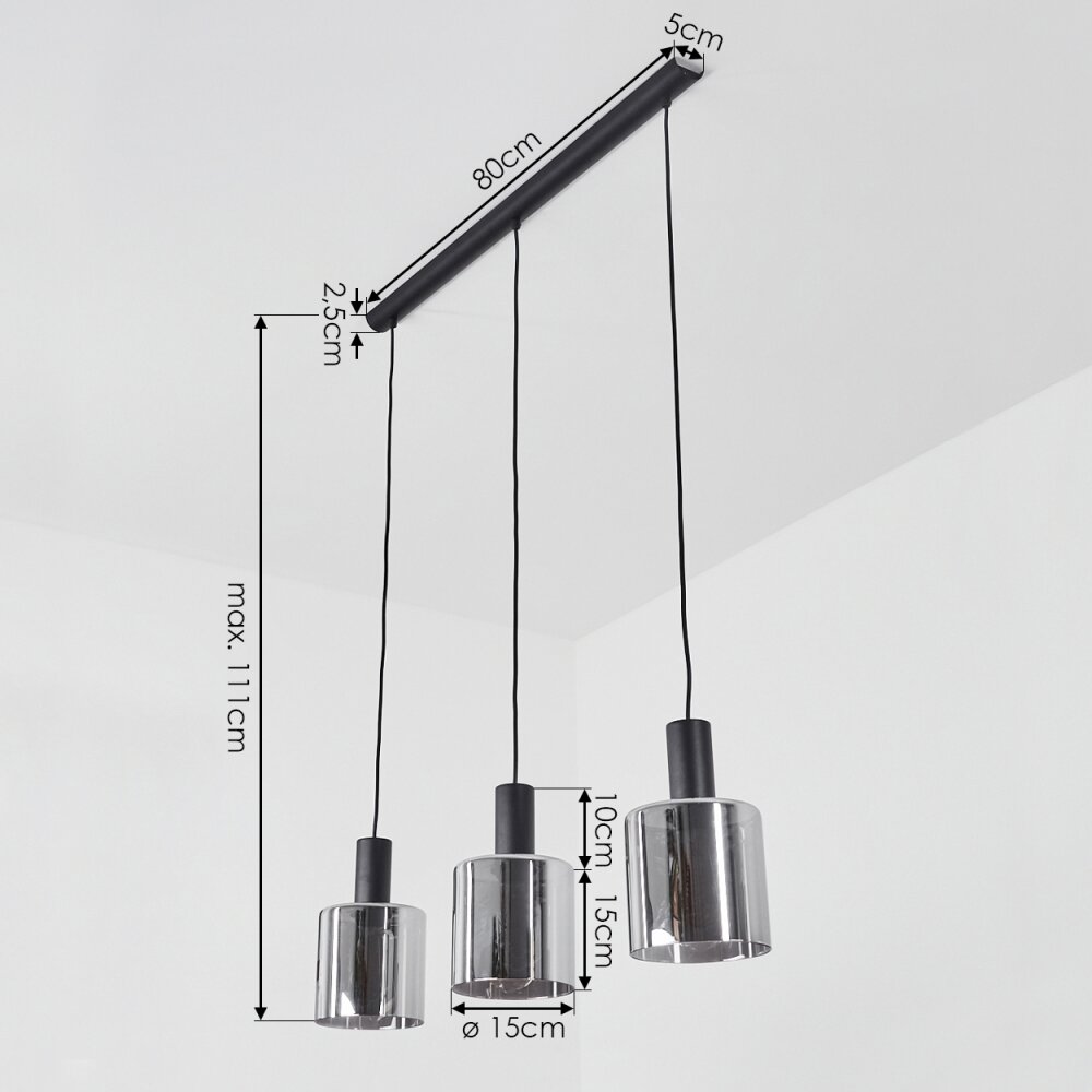 Klemtoo Hanglamp Zwart, 3-lichts