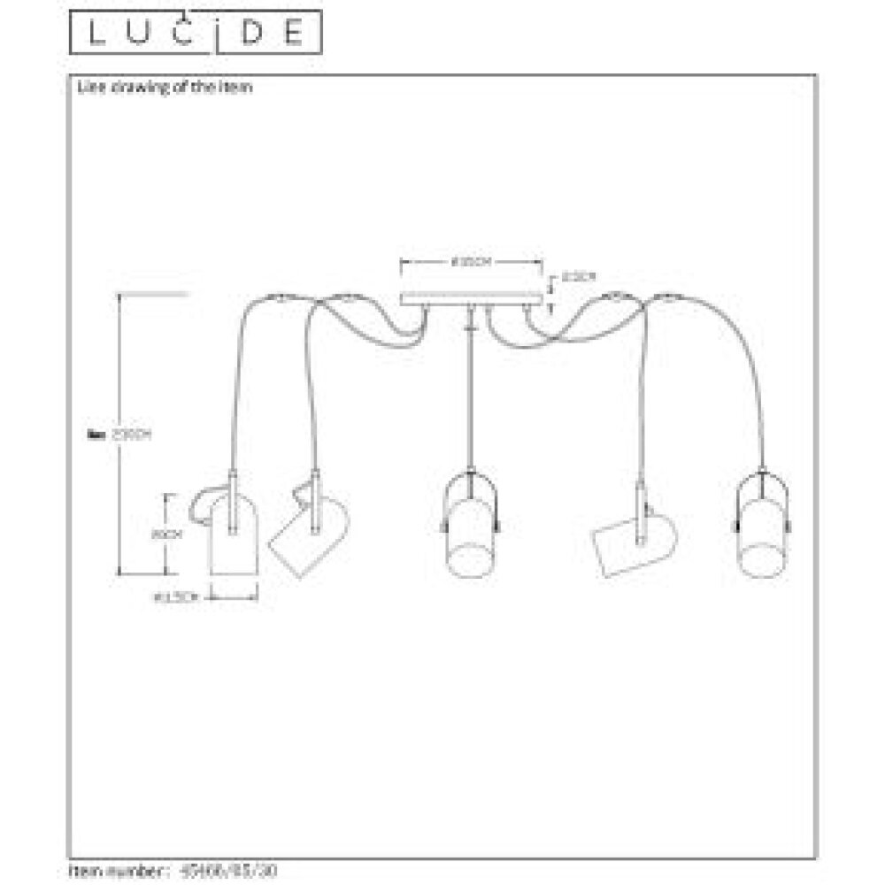 Lucide SWAPP Hanglamp Zwart, 5-lichts