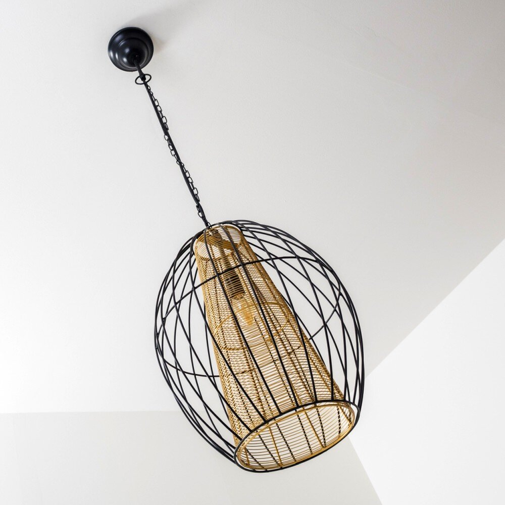 Delhi Hanglamp Zwart-Goud, 1-licht