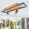 Deadwood Plafondlamp LED Bruin, Chroom, houtlook, 3-lichts