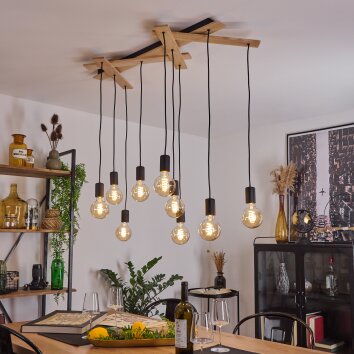 Treherne Hanglamp Natuurlijke kleuren, Zwart, 9-lichts
