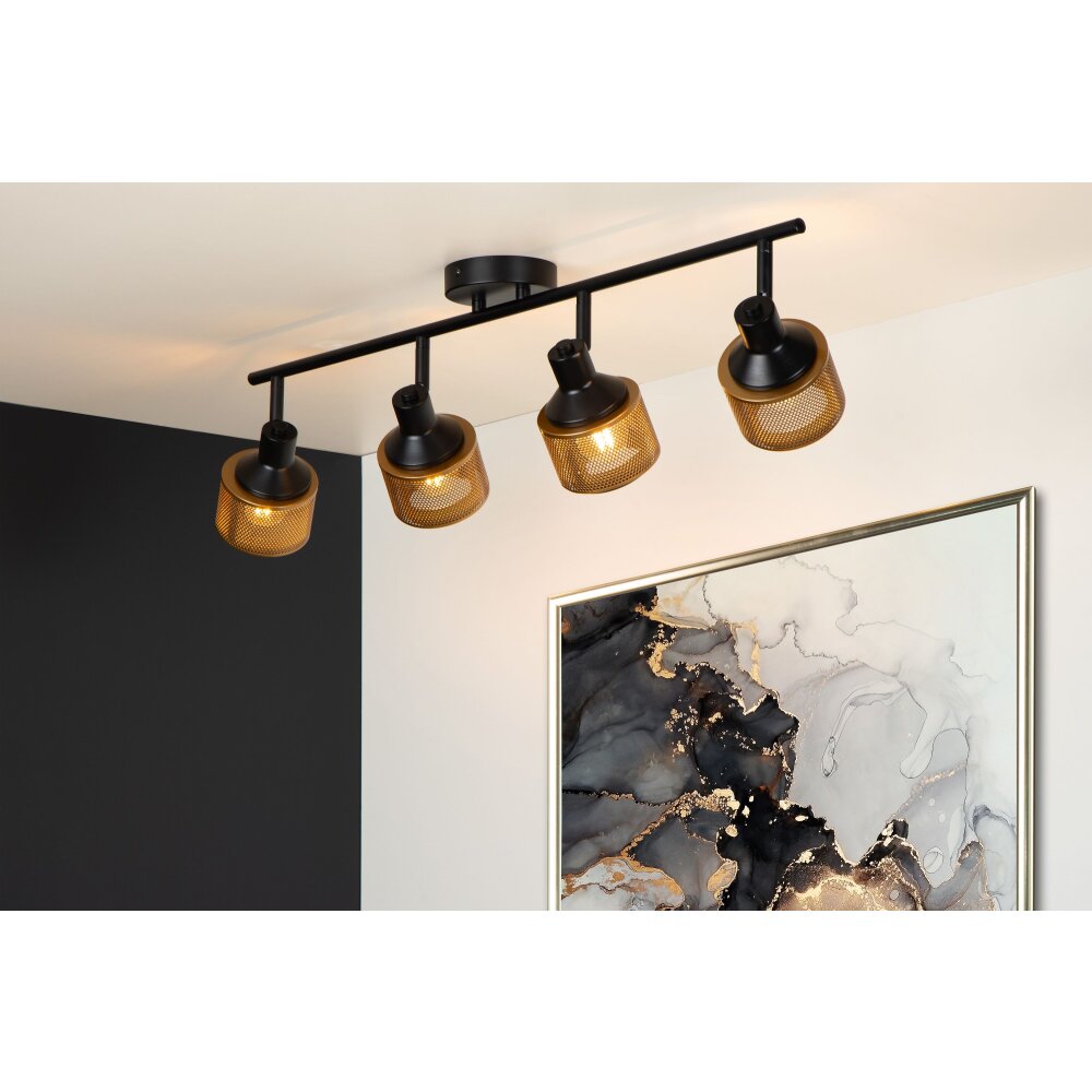 Lucide RAFA Plafondlamp Zwart, 4-lichts main product photo