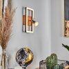 Deadwood Muurlamp LED Bruin, Chroom, houtlook, 2-lichts