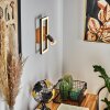 Deadwood Muurlamp LED Bruin, Chroom, houtlook, 2-lichts