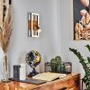 Deadwood Muurlamp LED Bruin, Chroom, houtlook, 2-lichts