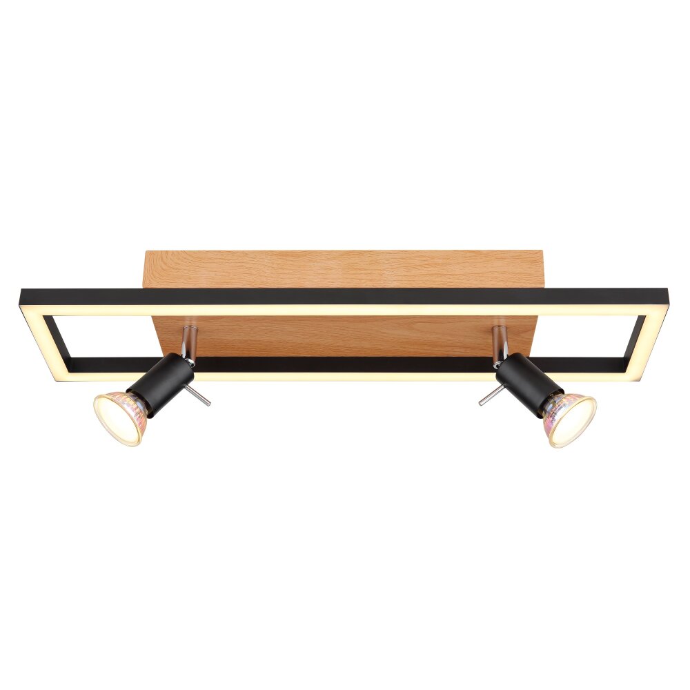 Globo IDA Plafondlamp LED houtlook, Zwart, 3-lichts