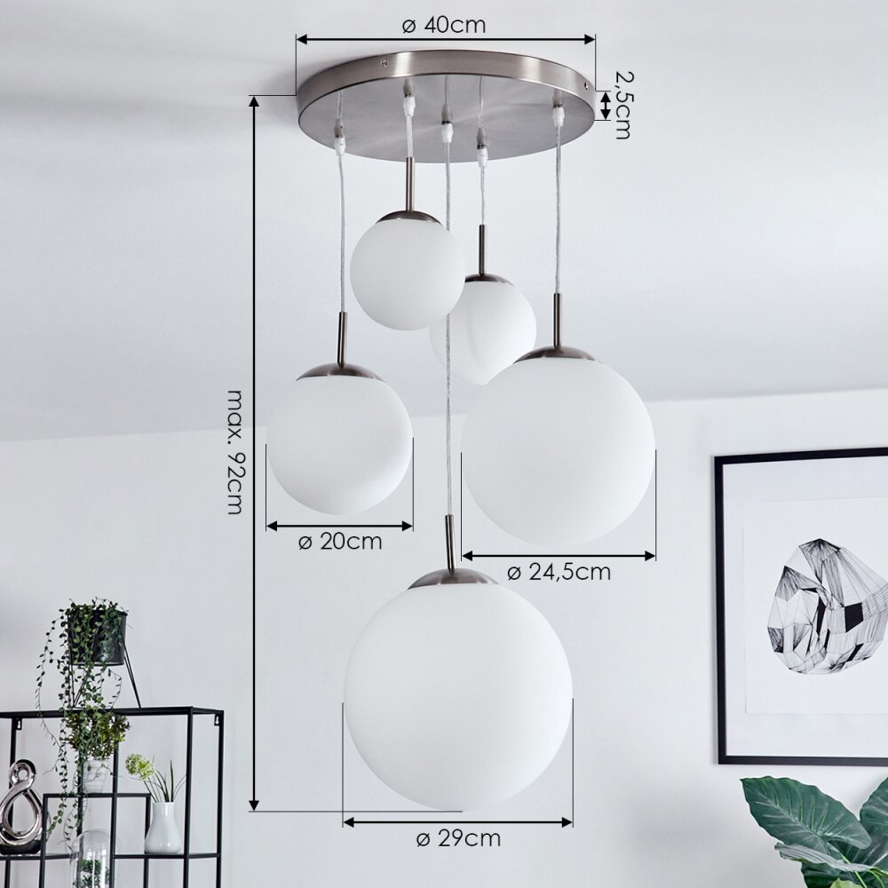 Cochuna Hanglamp Nikkel mat, 5-lichts