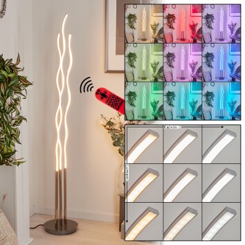Gamsen Staande lamp LED Nikkel mat, 3-lichts, Afstandsbediening, Kleurwisselaar Gamsen Staande lamp LED Nikkel mat, 3-lichts, Afstandsbediening, Kleurwisselaar