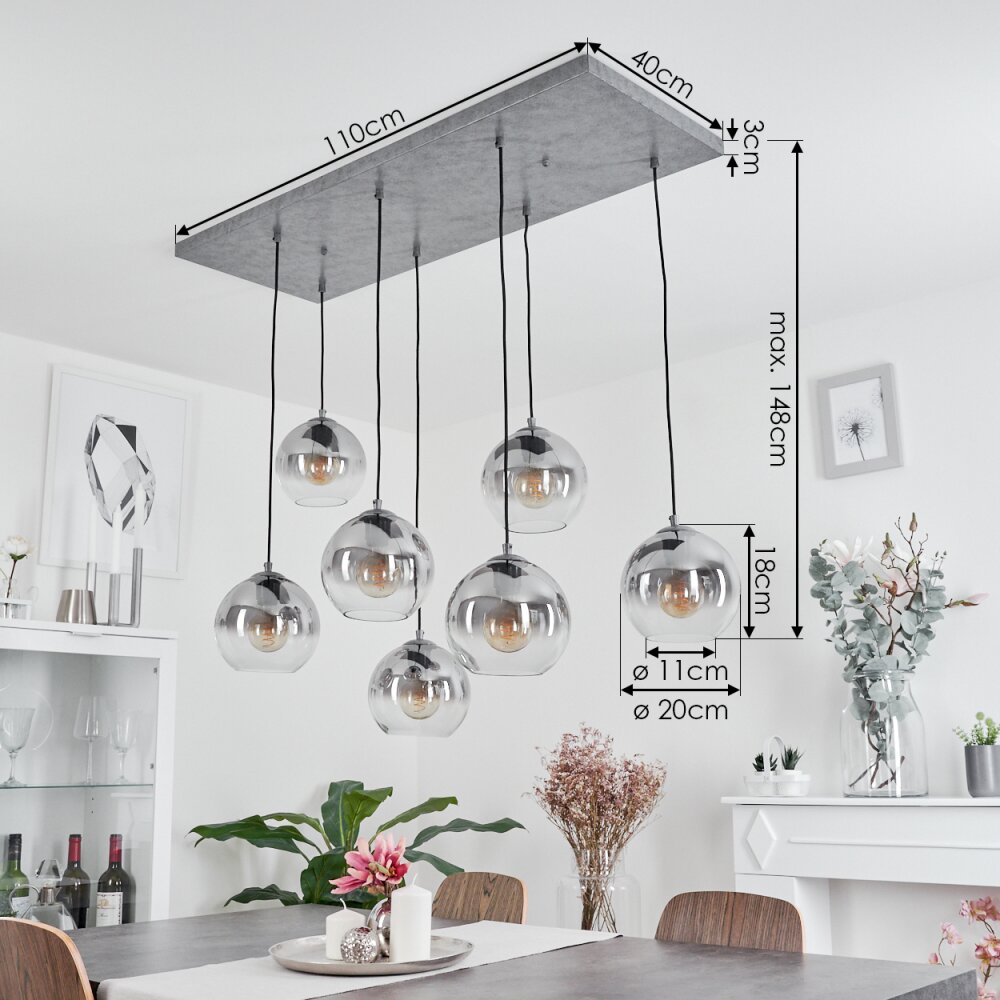 Leissigen Hanglamp Oud zilver, 7-lichts