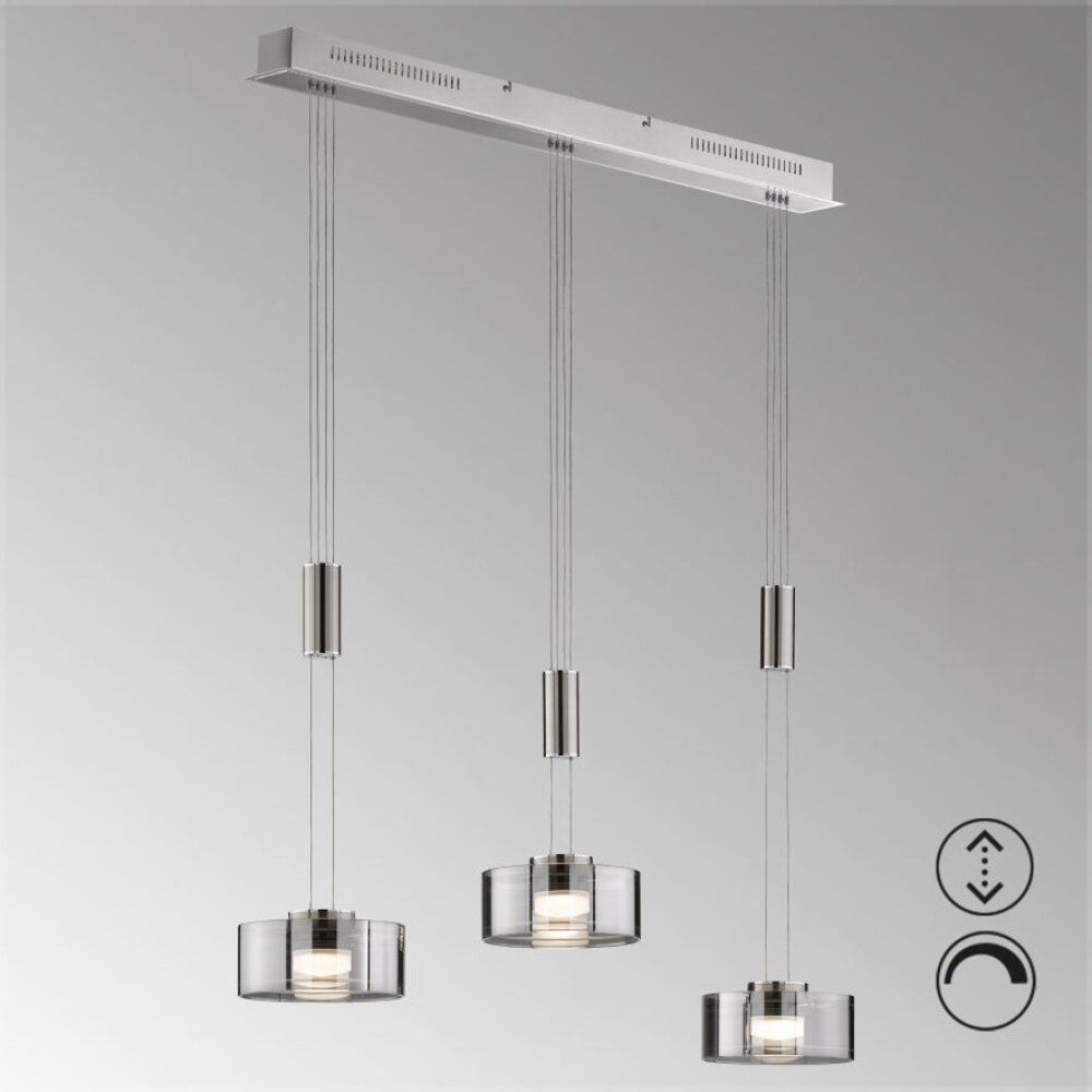 Fischer & Honsel Lavin Hanglamp LED Nikkel mat, 3-lichts main product photo
