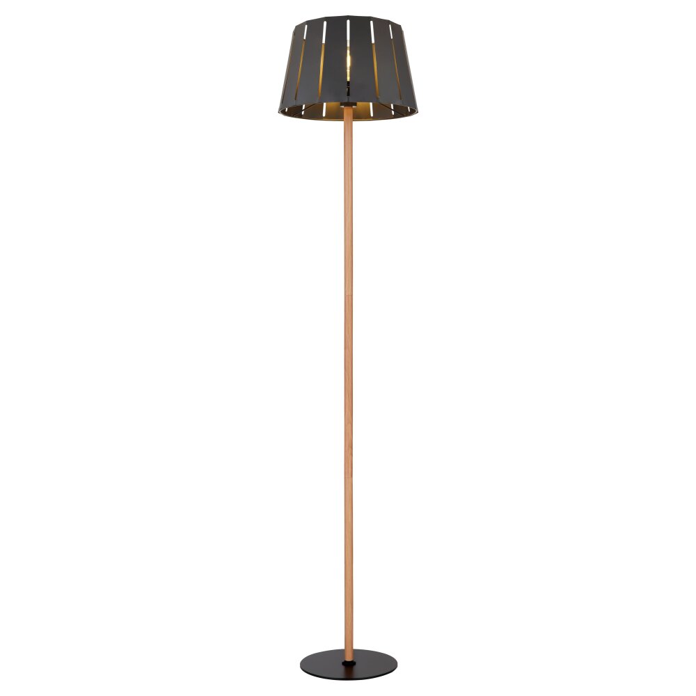 Globo LUNA Staande lamp houtlook, Zwart, 1-licht main product photo